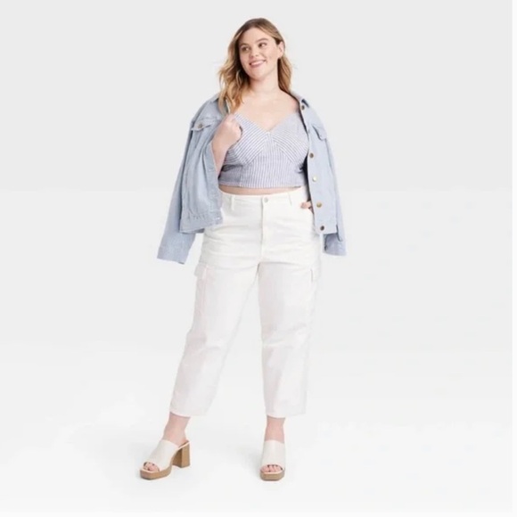 Universal Thread Linen Blue Striped Tank Top - Picture 3 of 6